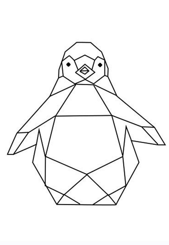 Çizmek penguen Origami Boyama Sayfası