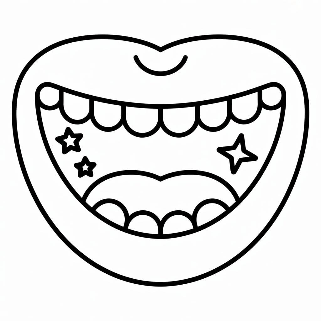 Çocuklar için Ağız Çizimi Boyama Sayfası