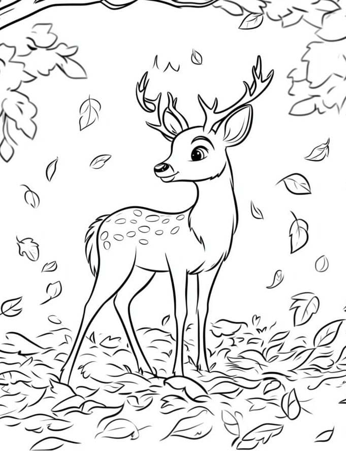 Çocuklar için Geyik çizimi Boyama Sayfası