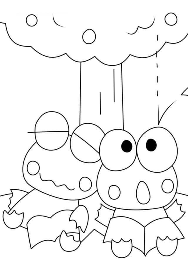 Çocuklar için Keroppi çizimi yazdırılabilir Boyama Sayfası