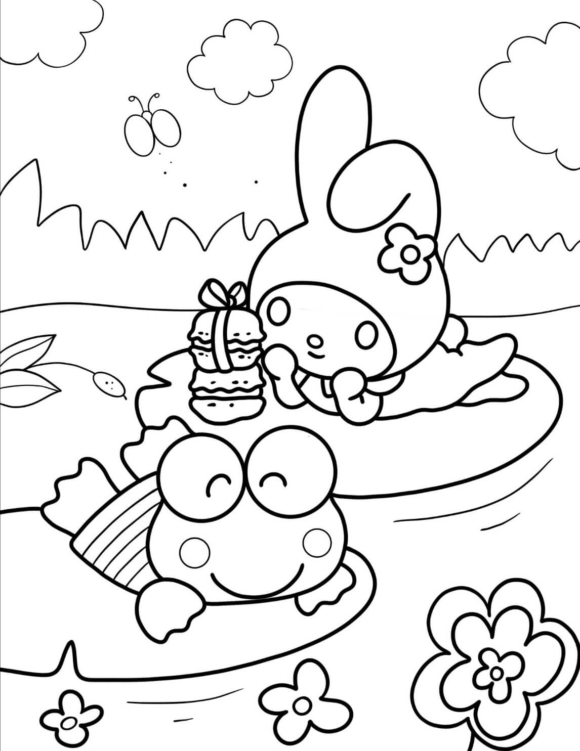 Çocuklar için Keroppi Boyama Sayfası