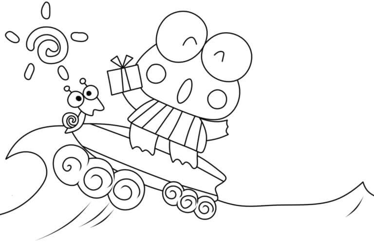 Çocuklar için Keroppi'yi ücretsiz çizin Boyama Sayfası