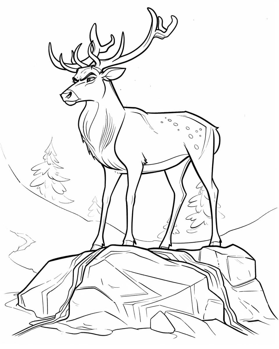 Çocuklar için ücretsiz Geyik çizimi Boyama Sayfası