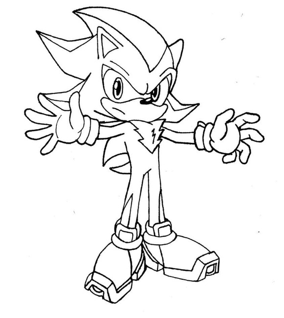 Çocuklarda Shadow Sonic temel çizimi Boyama Sayfası