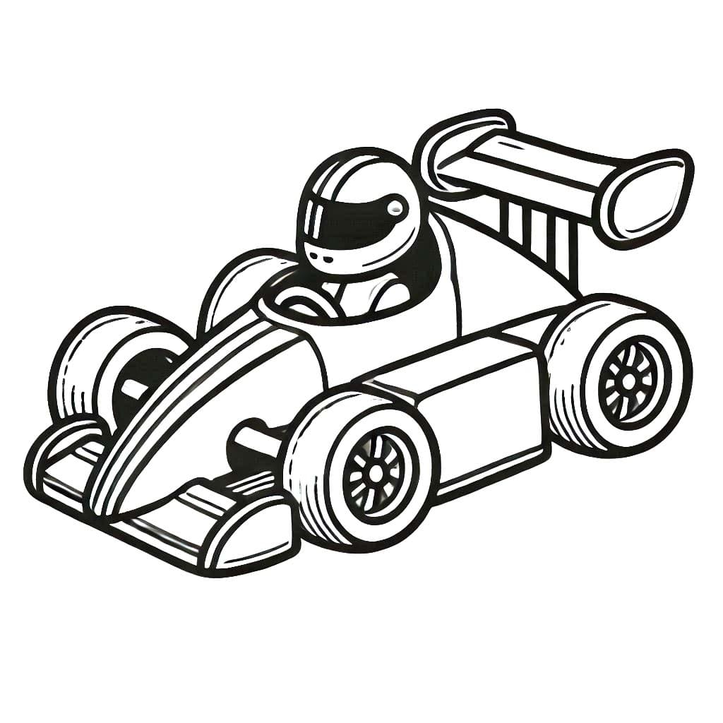Çocuklarda Yarış Arabası Boyama Sayfası