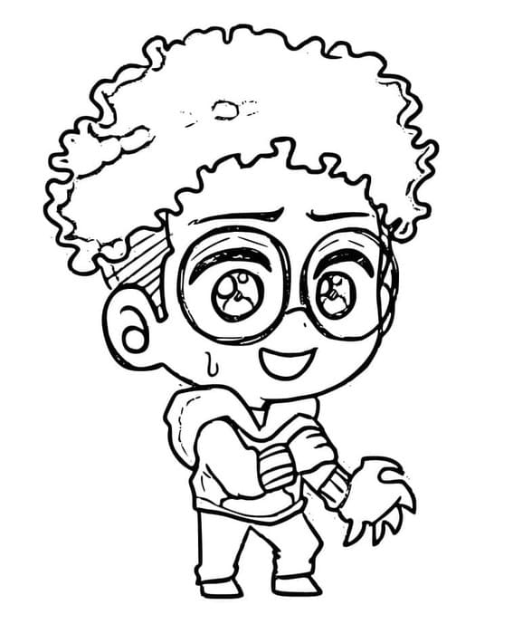 Dandadan'dan Chibi Okarun'u çizin Boyama Sayfası