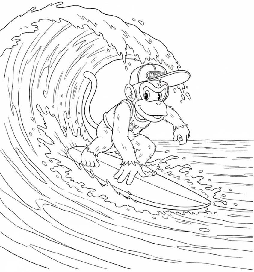 Diddy Kong yazdırılabilir Boyama Sayfası