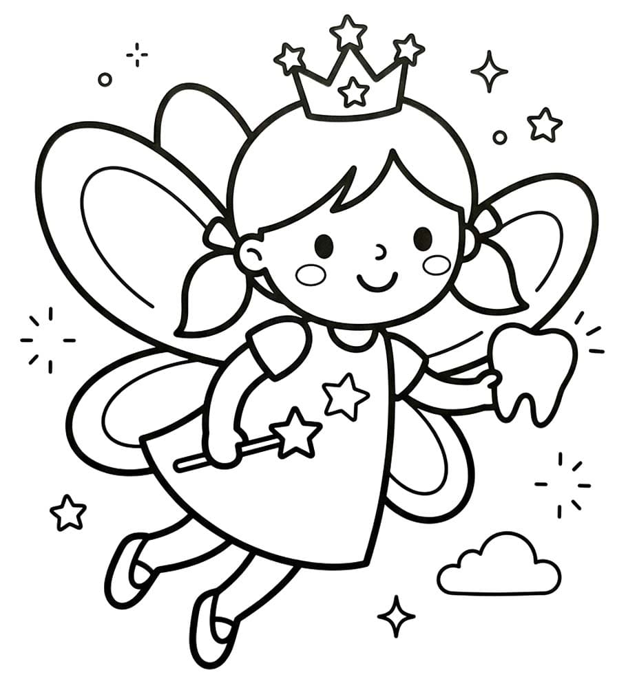 Diş Perisi Basit Boyama Sayfası