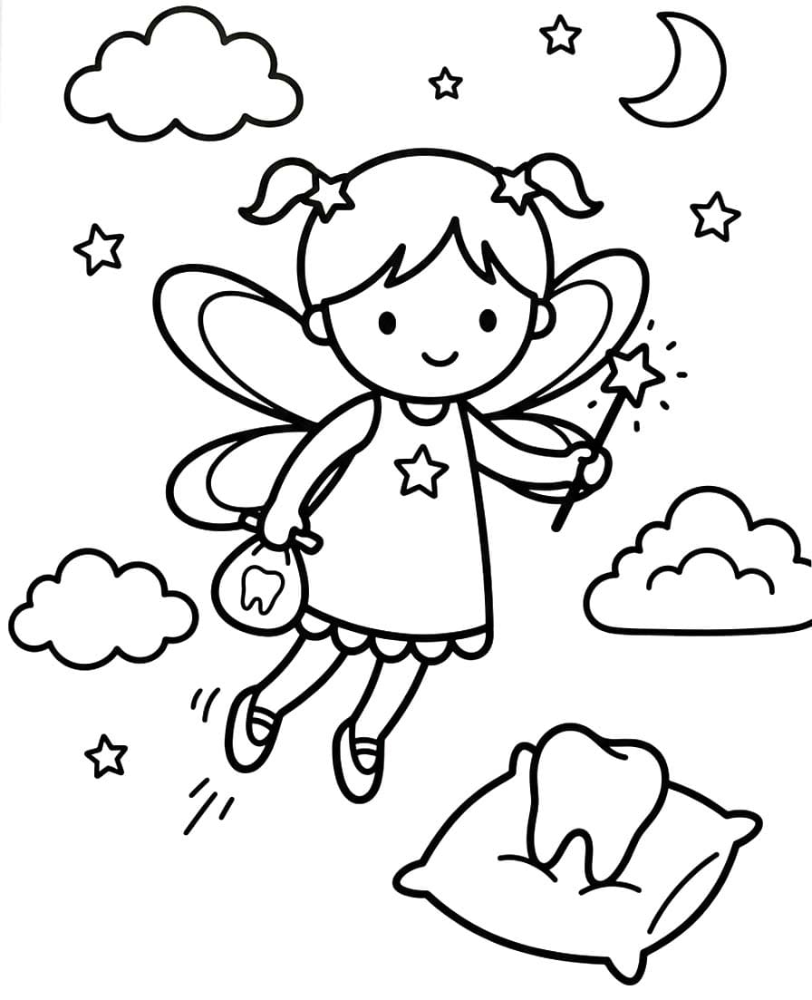 Diş Perisi Çizim Boyama Sayfası