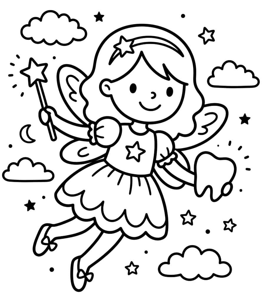 Diş Perisi Temel Boyama Sayfası