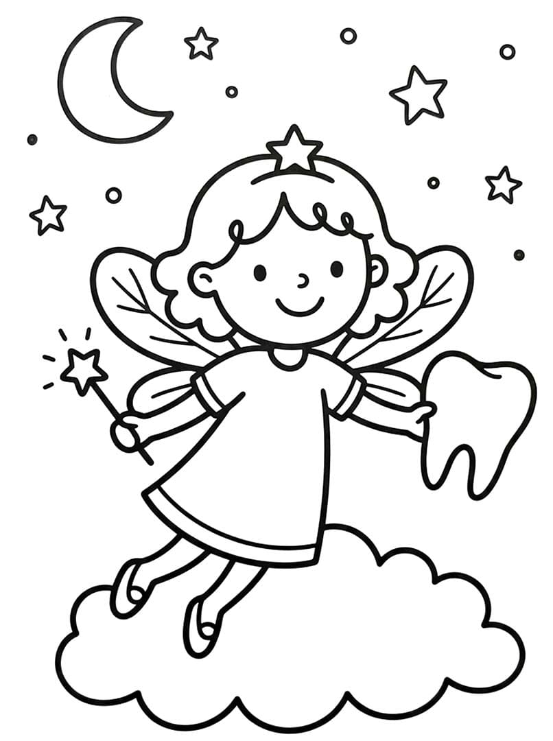 Diş Perisi ücretsiz yazdırılabilir Boyama Sayfası