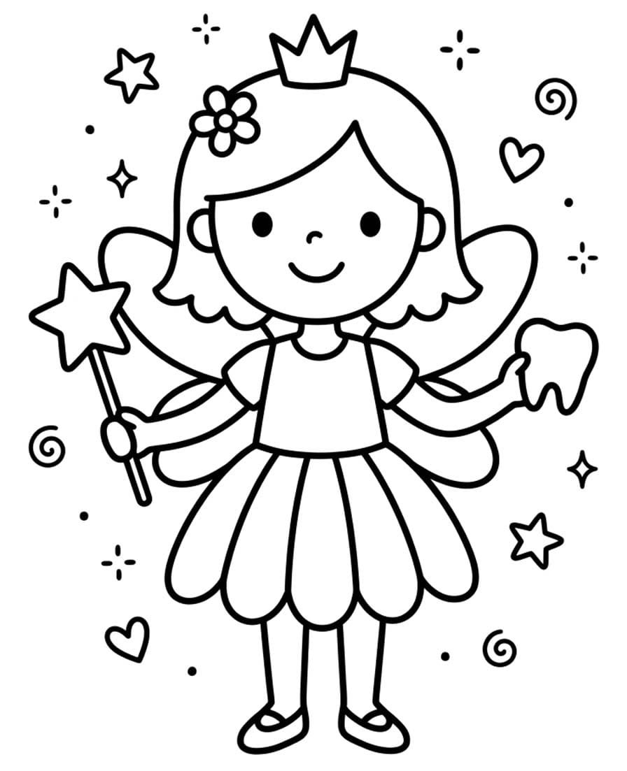 Diş Perisi ücretsiz Boyama Sayfası