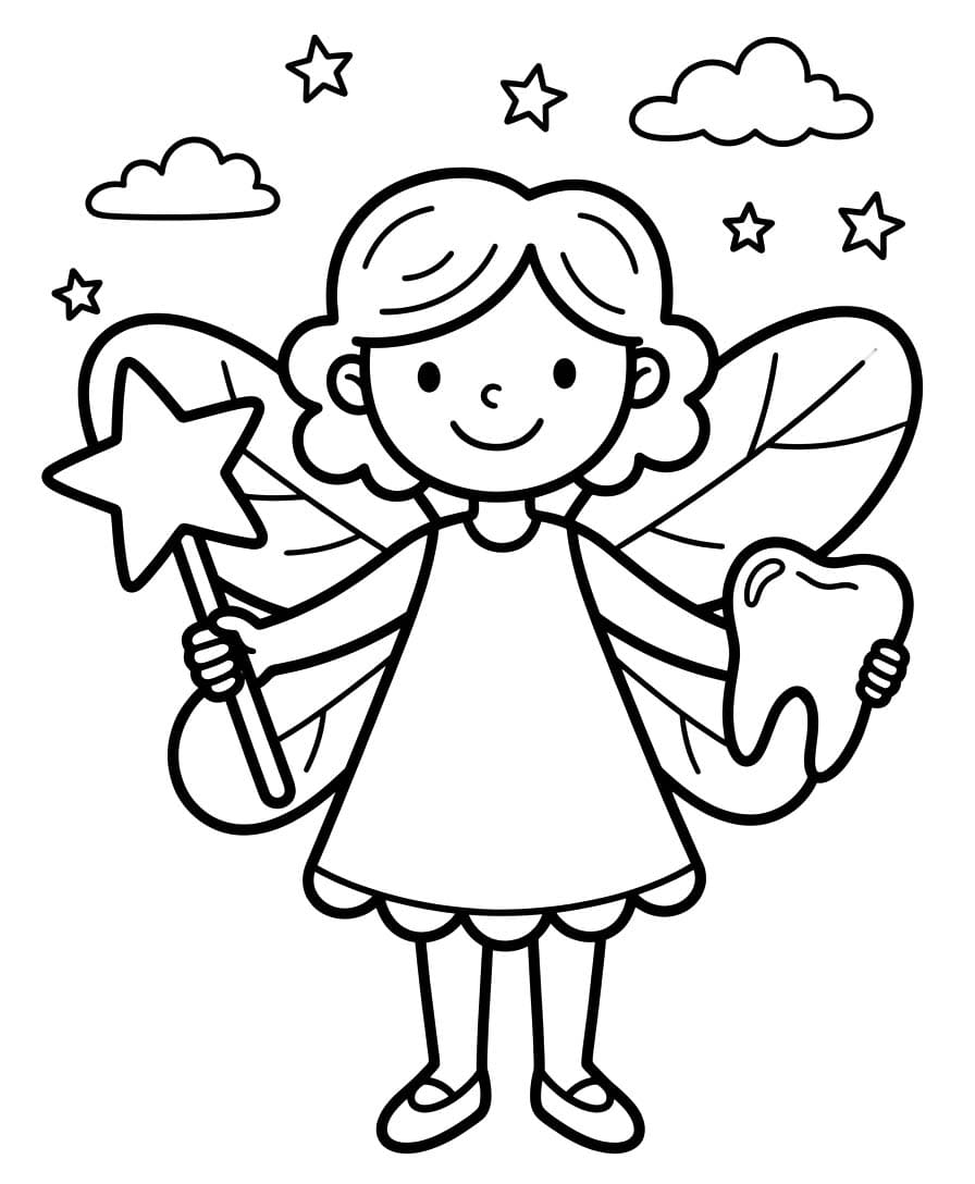 Diş Perisi yazdırılabilir Boyama Sayfası