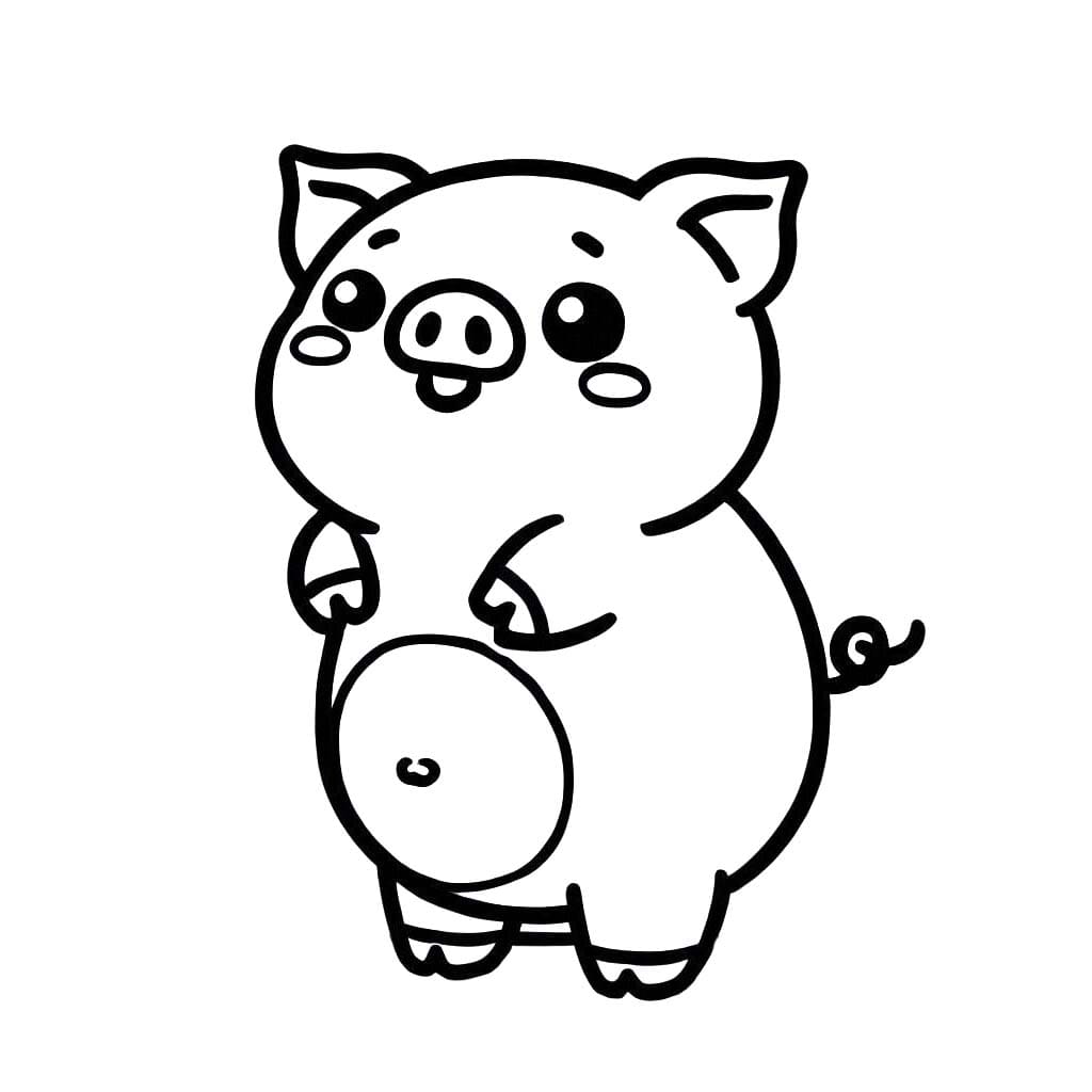 Domuz Çizimi Yazdırılabilir Boyama Sayfası