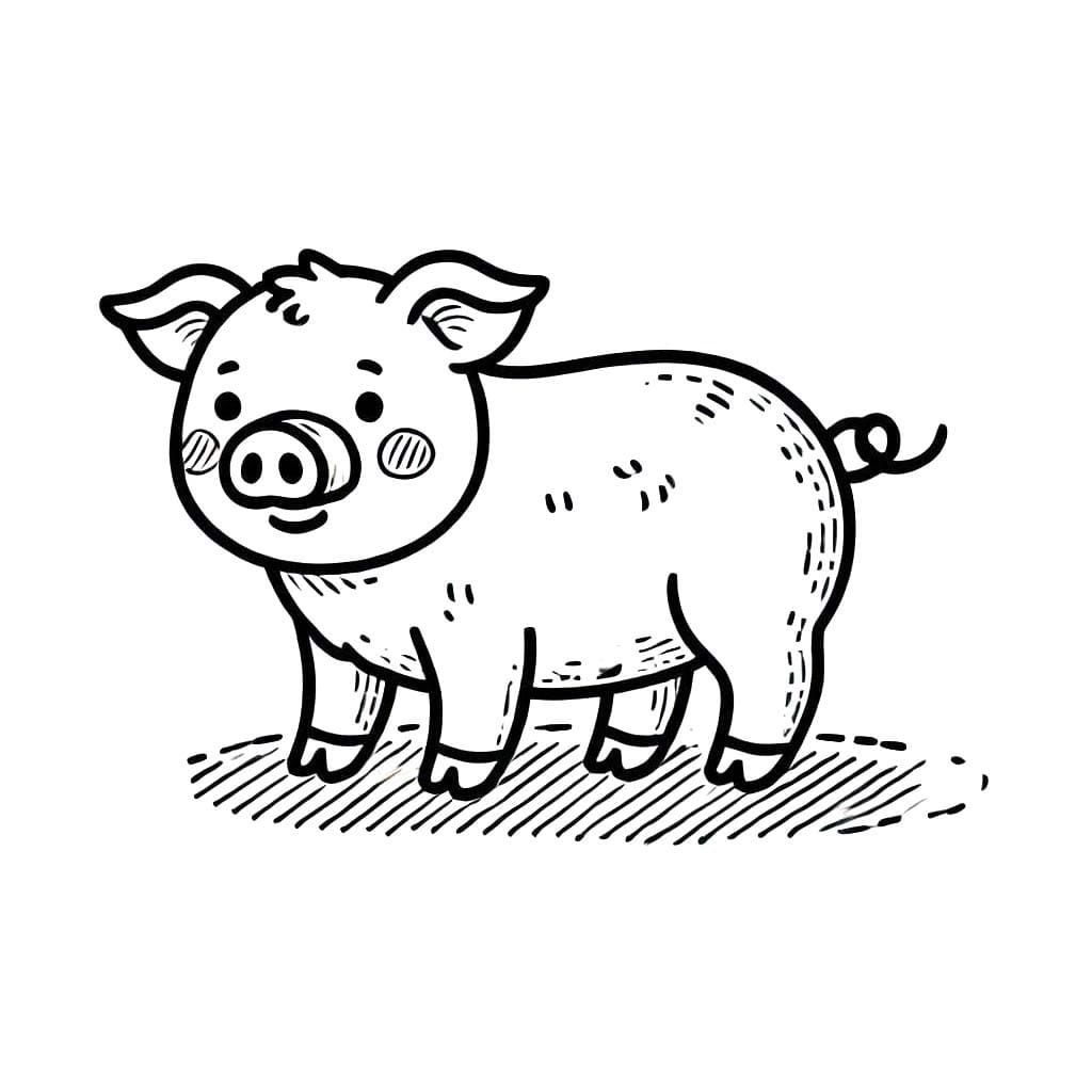 Domuz çizimi kolay Boyama Sayfası