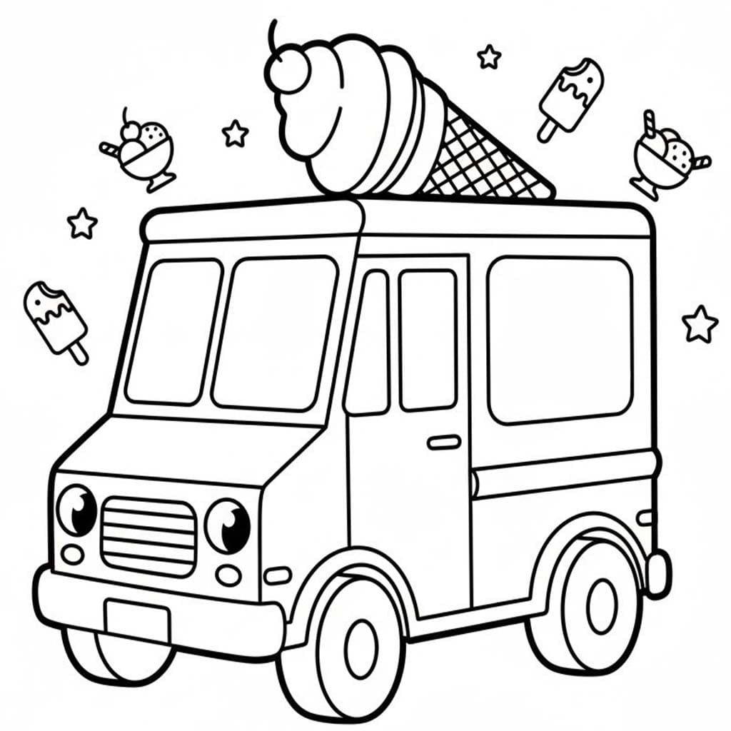 Dondurma Kamyonu 1 Boyama Sayfası
