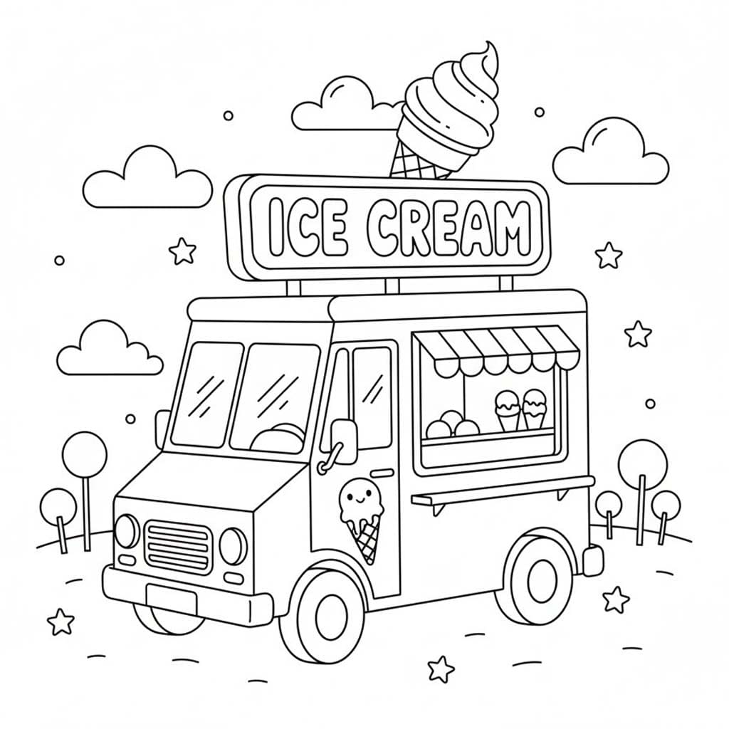 Dondurma Kamyonu 2 Boyama Sayfası