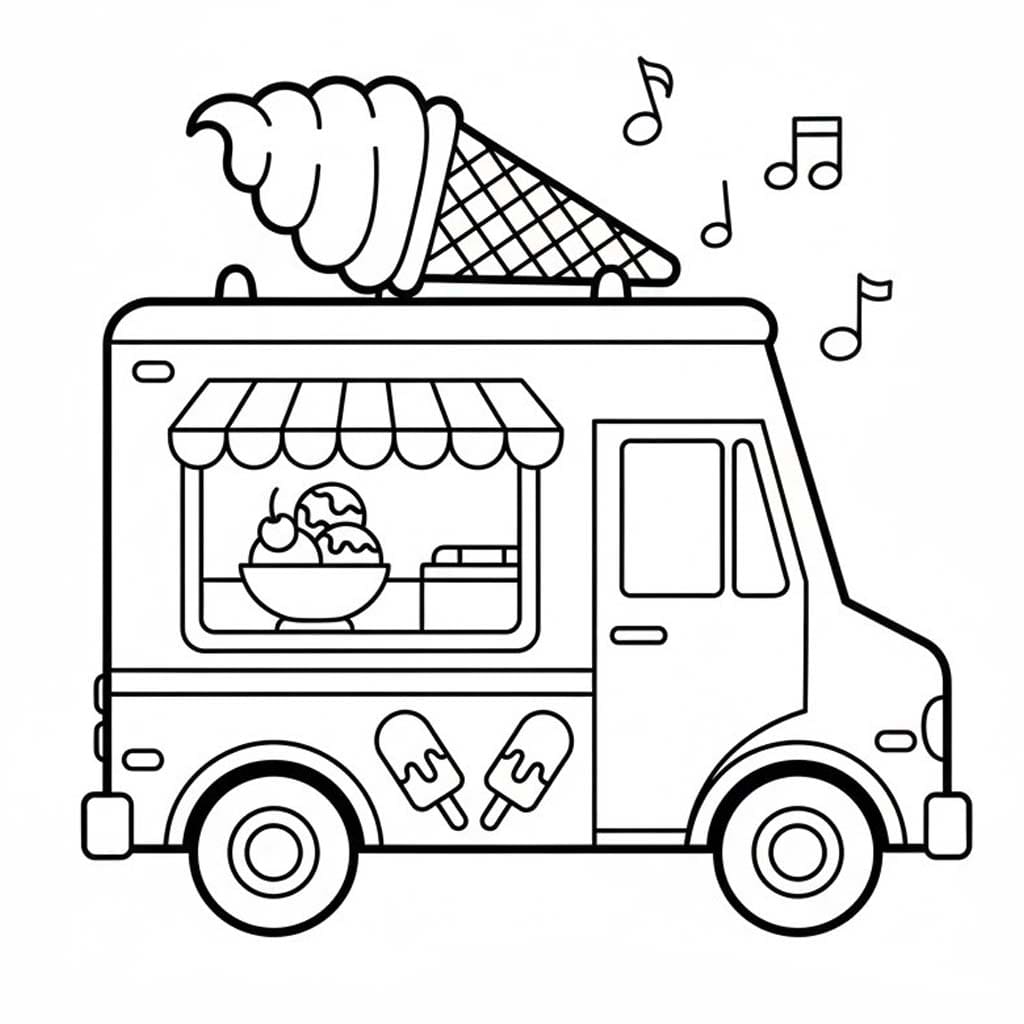 Dondurma Kamyonu 3 Boyama Sayfası