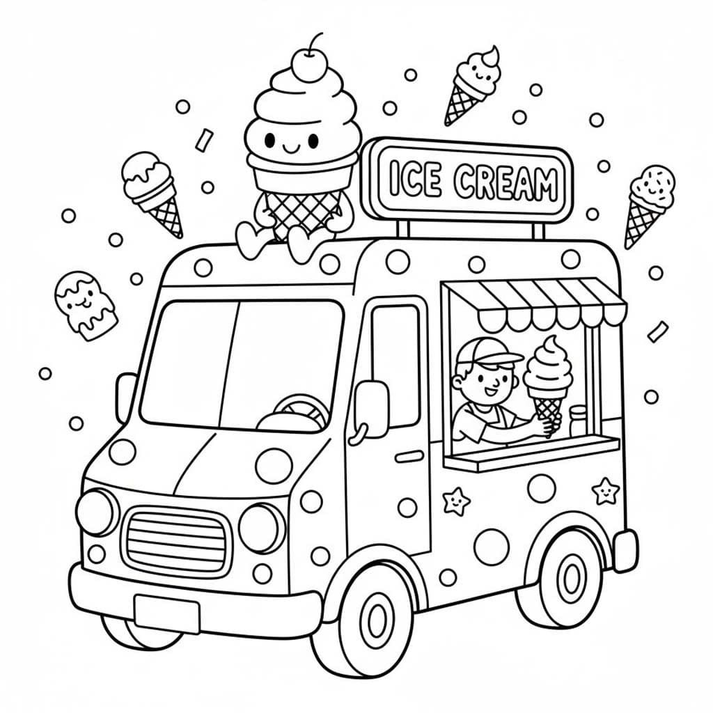 Dondurma Kamyonu 7 Boyama Sayfası