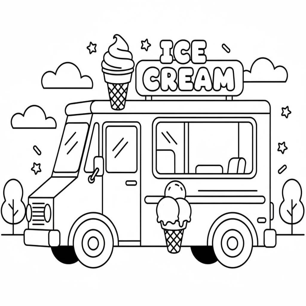 Dondurma Kamyonu 8 Boyama Sayfası