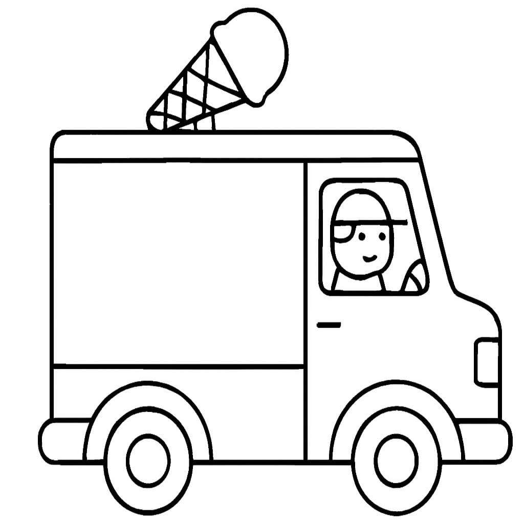 Dondurma Kamyonu Ücretsiz Yazdırılabilir Boyama Sayfası
