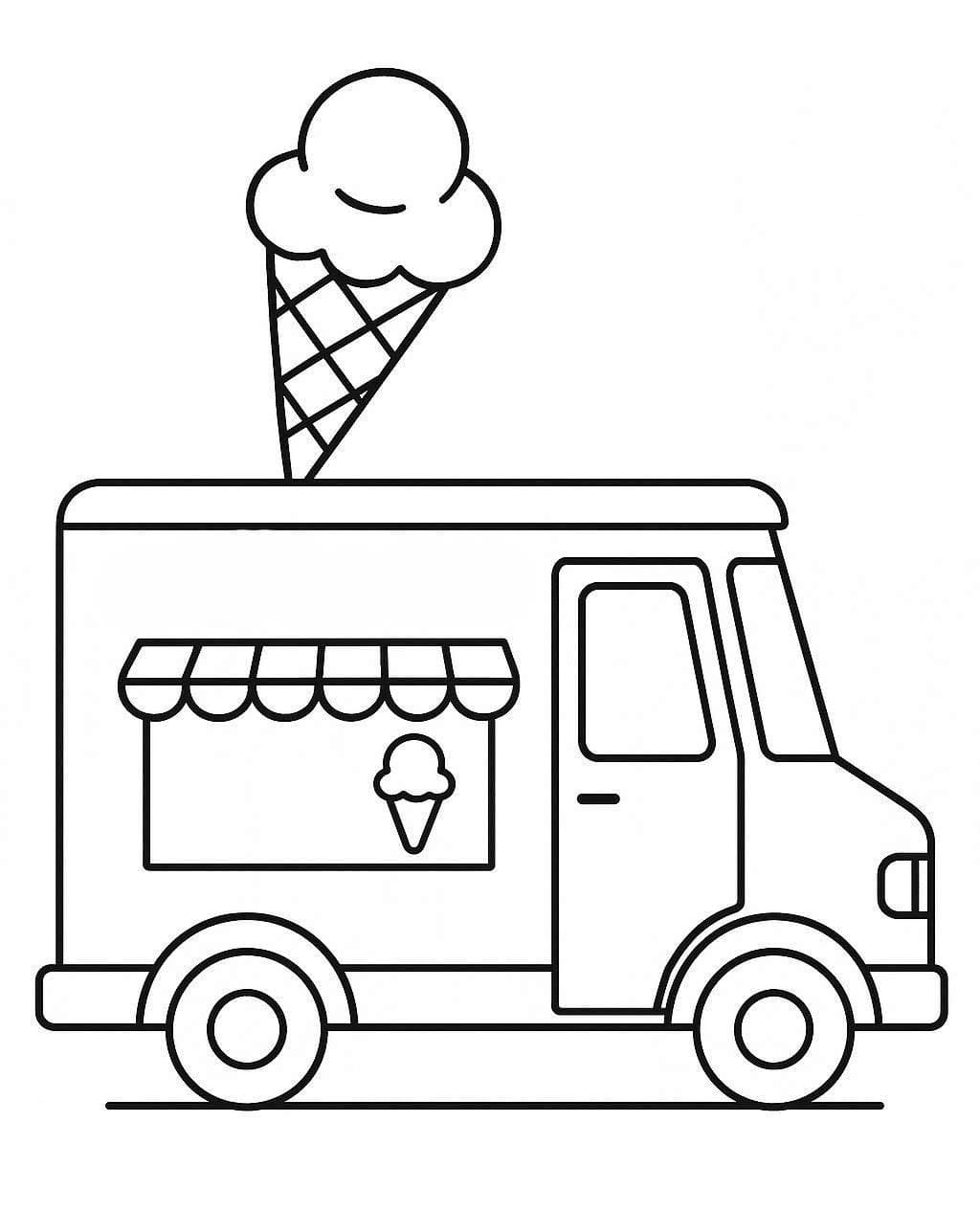 Dondurma Kamyonu Yazdırılabilir Boyama Sayfası
