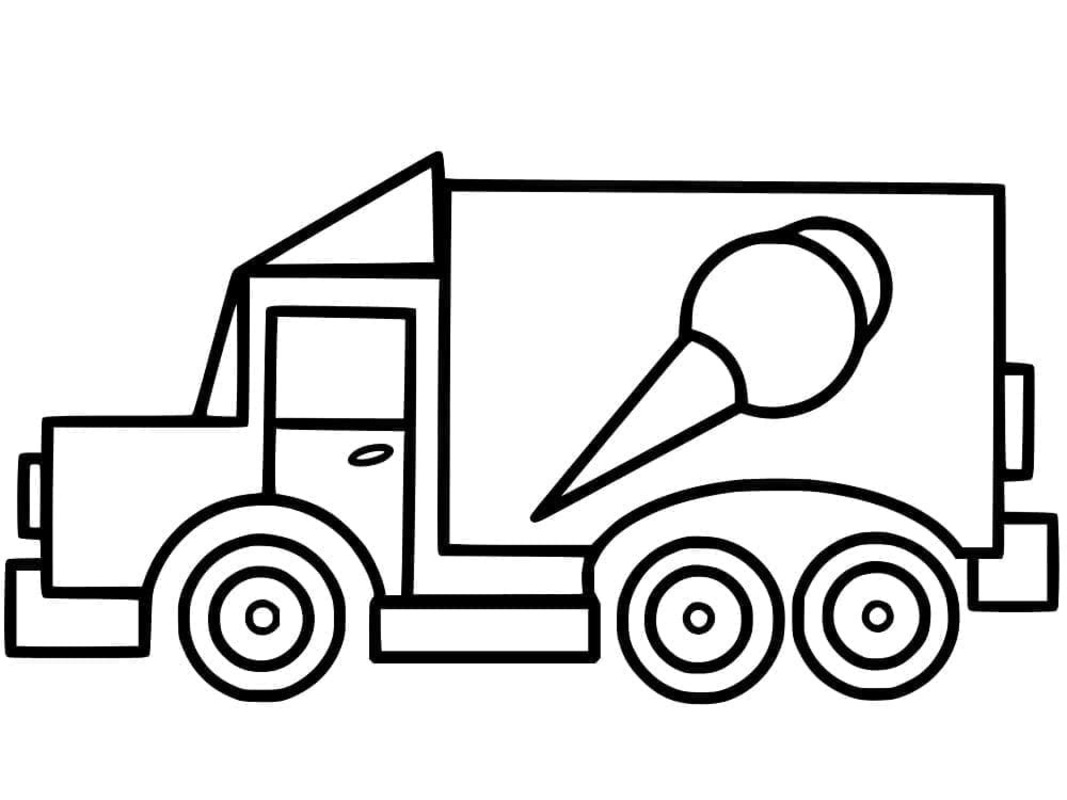 Dondurma Kamyonu çocuklar için yazdırılabilir Boyama Sayfası