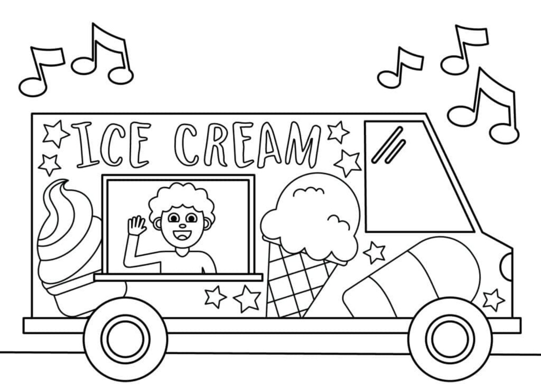 Dondurma Kamyonu resim Boyama Sayfası