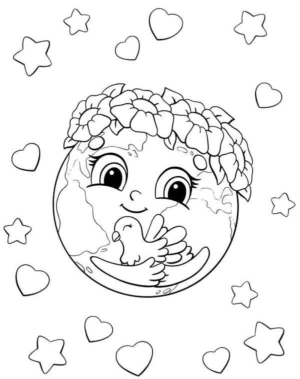 Dünya Günü çocuklar için Boyama Sayfası