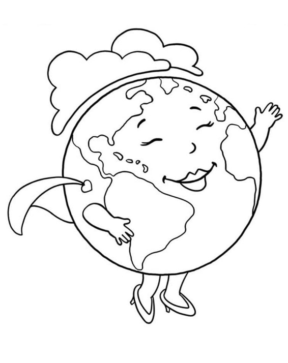 Dünya Günü güzel dünya Boyama Sayfası