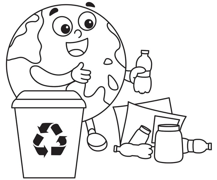 Dünya geri dönüşüm yapıyor Boyama Sayfası