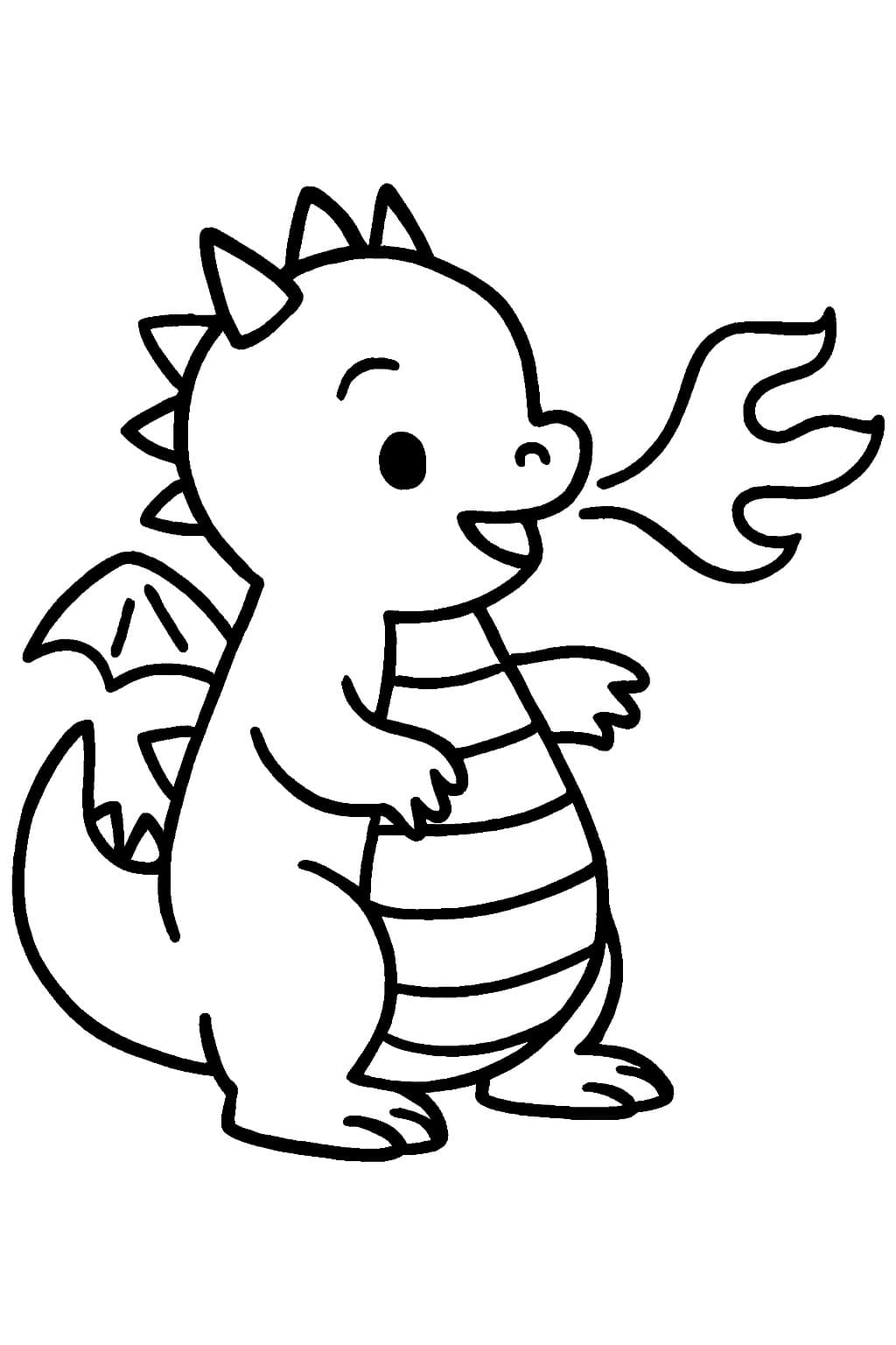 Ejderha çocuklar için yazdırılabilir Boyama Sayfası