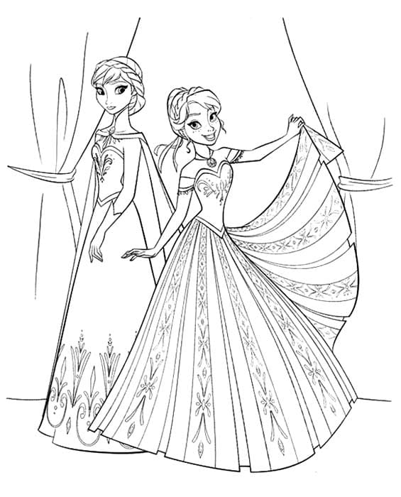 Elsa Ve Anna Güzel resim Boyama Sayfası