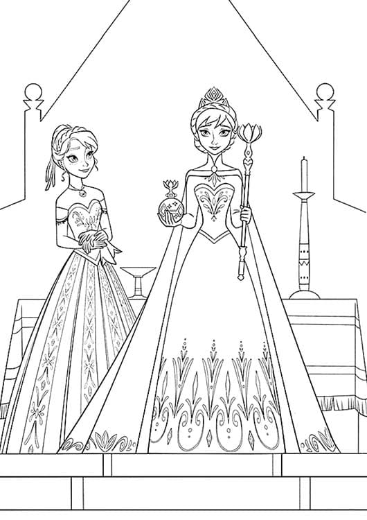 Elsa Ve Anna Harika resim Boyama Sayfası