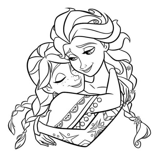 Elsa Ve Anna basit resim Boyama Sayfası