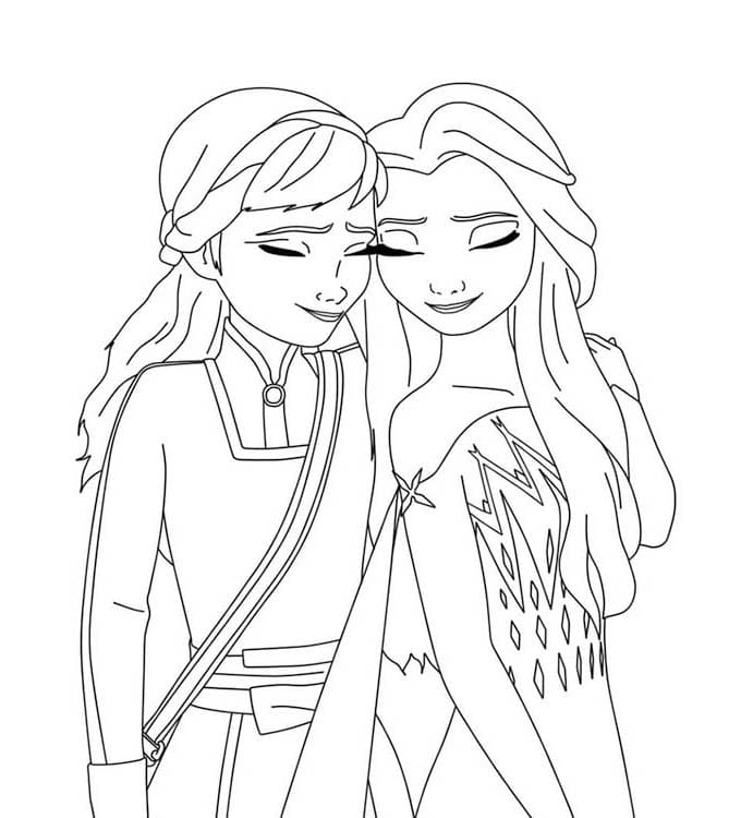 Elsa Ve Anna mutlu resim Boyama Sayfası