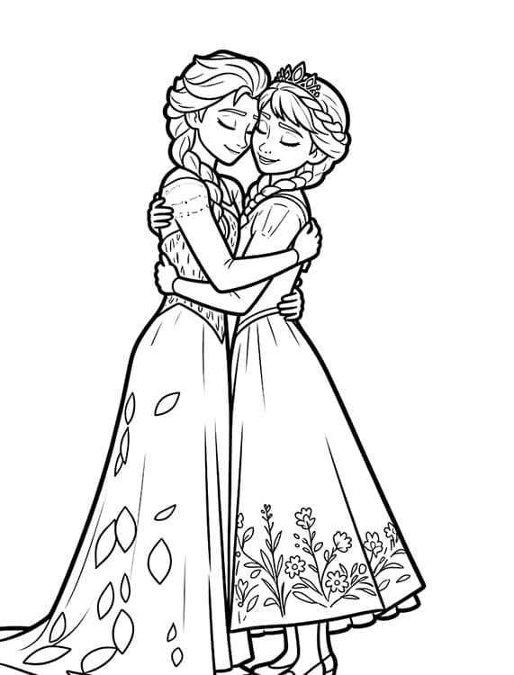 Elsa Ve Anna resim Boyama Sayfası
