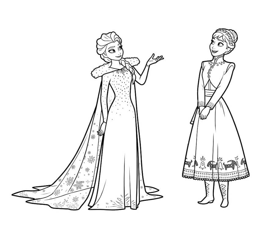 Elsa Ve Anna ücretsiz yazdırılabilir resim Boyama Sayfası