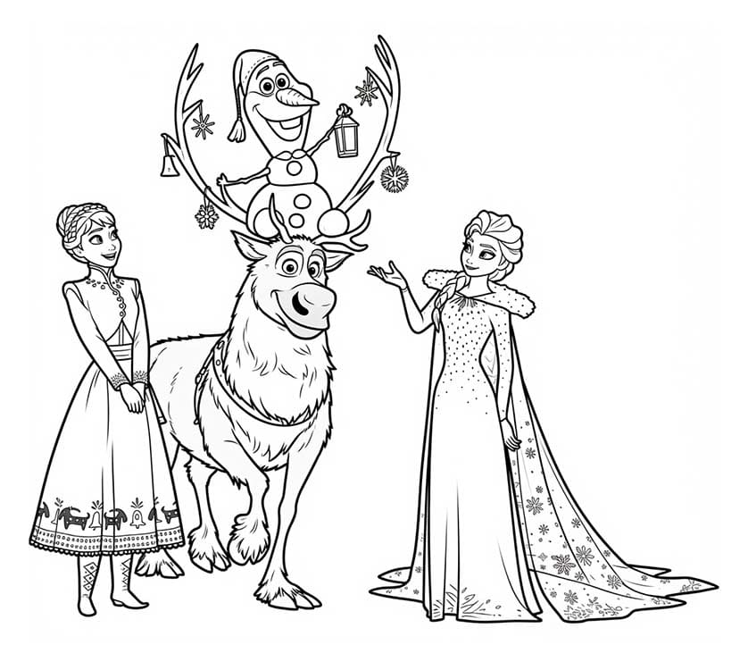 Elsa Ve Anna ve arkadaşlar resim Boyama Sayfası