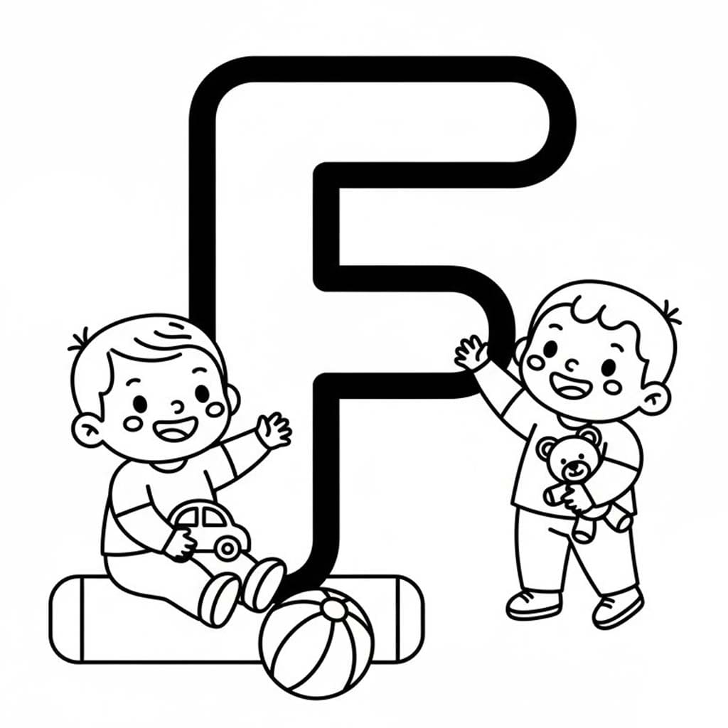 F Harfi çocuklarda Boyama Sayfası