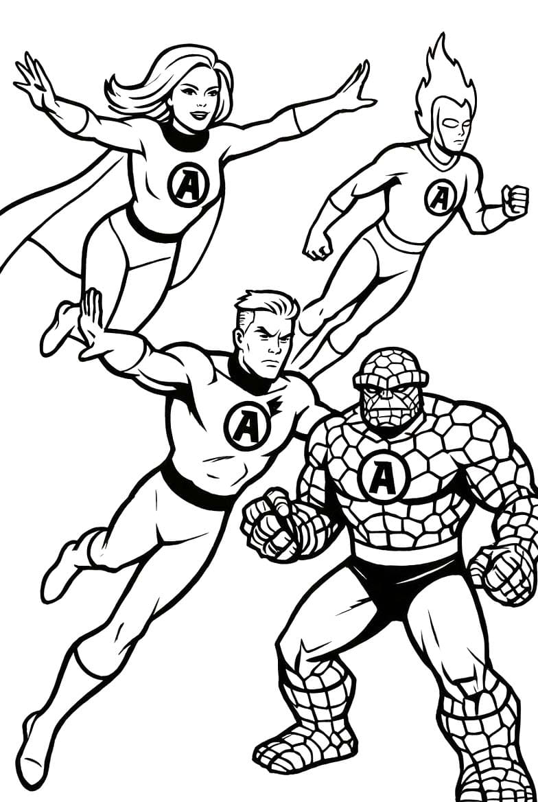 Fantastik Dörtlü taslak Boyama Sayfası