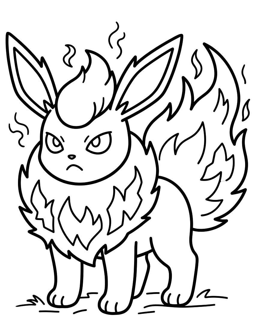 Flareon Ücretsiz Çiz Boyama Sayfası