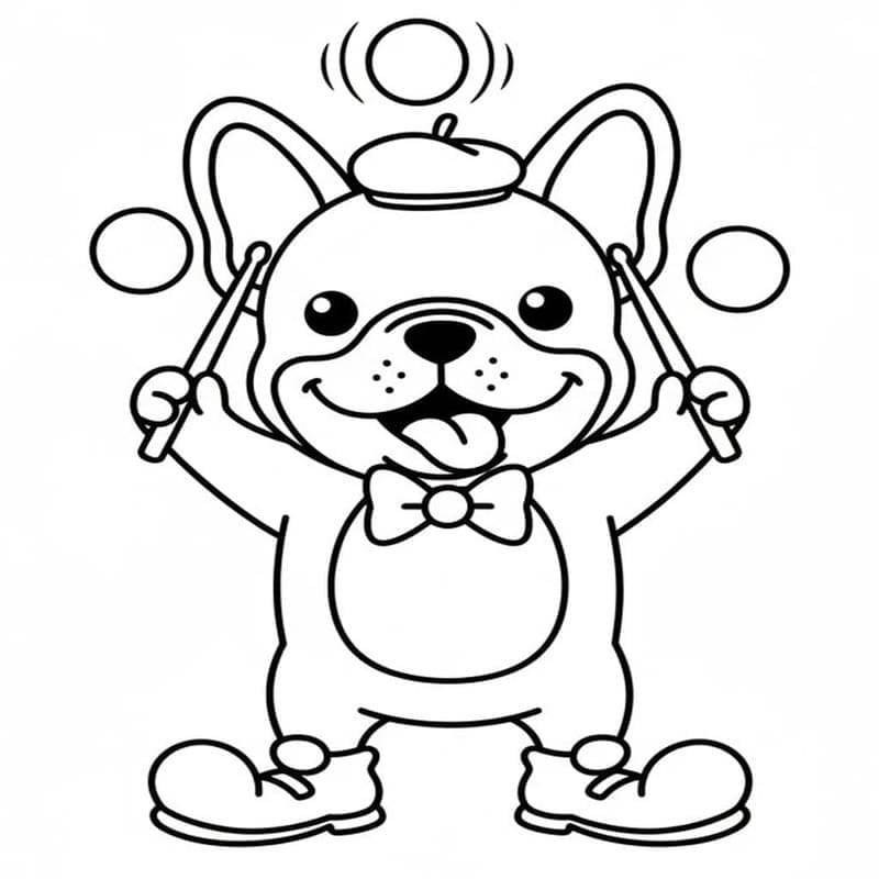 Fransız Bulldog Basit Boyama Sayfası