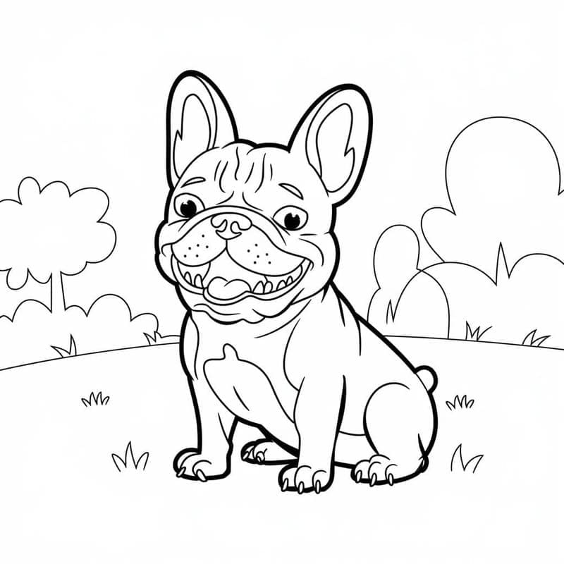 Fransız Bulldog Kolay Boyama Sayfası
