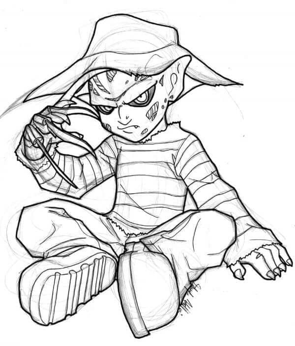 Freddy Krueger çocuklar için kolay Boyama Sayfası