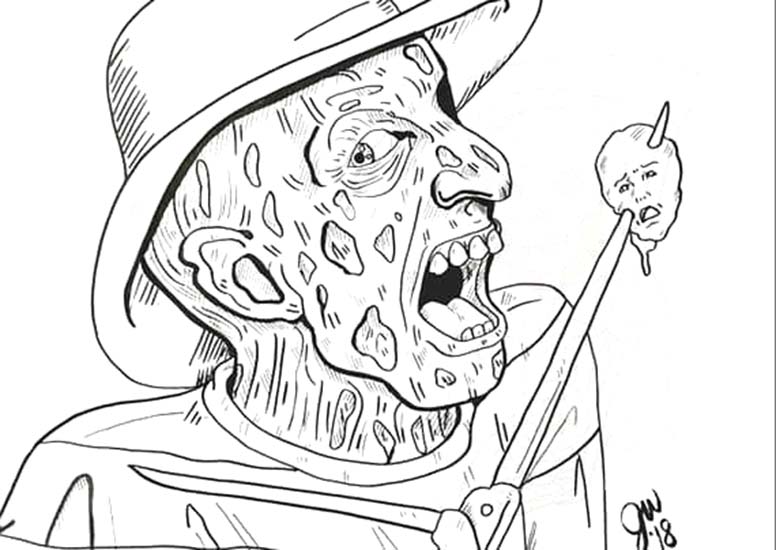 Freddy Krueger görüntü yazdırılabilir Boyama Sayfası