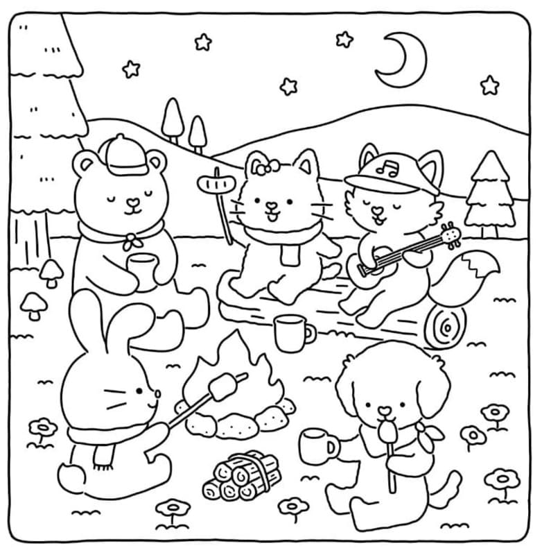 Fuzzy Hygge resim Boyama Sayfası