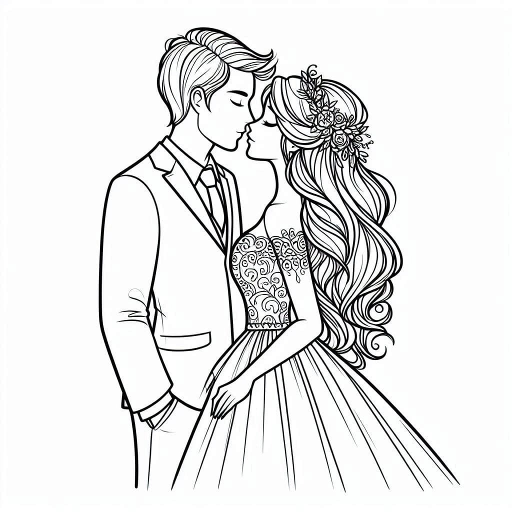 Gelin ve Damat 2 Boyama Sayfası