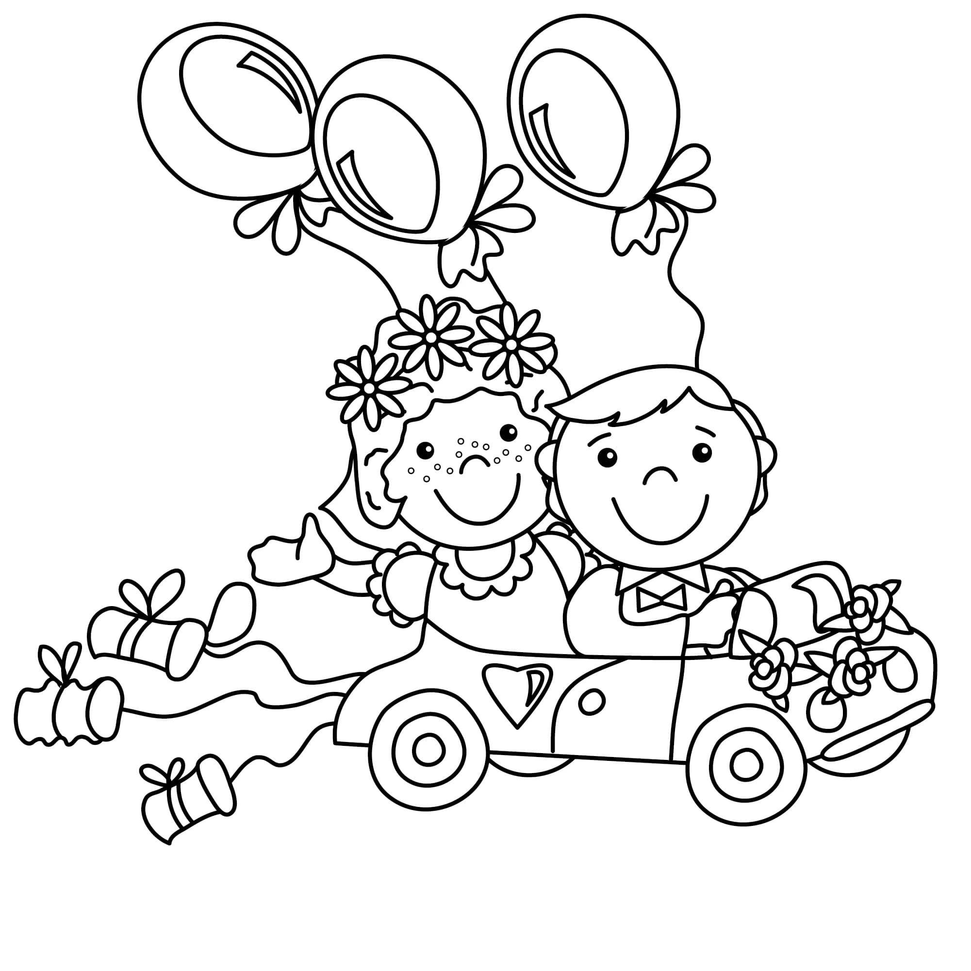 Gelin ve Damat 7 Boyama Sayfası