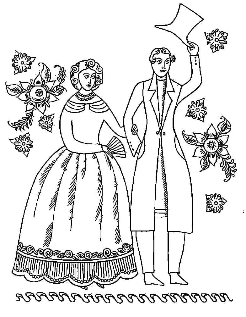 Gelin ve Damat 8 Boyama Sayfası